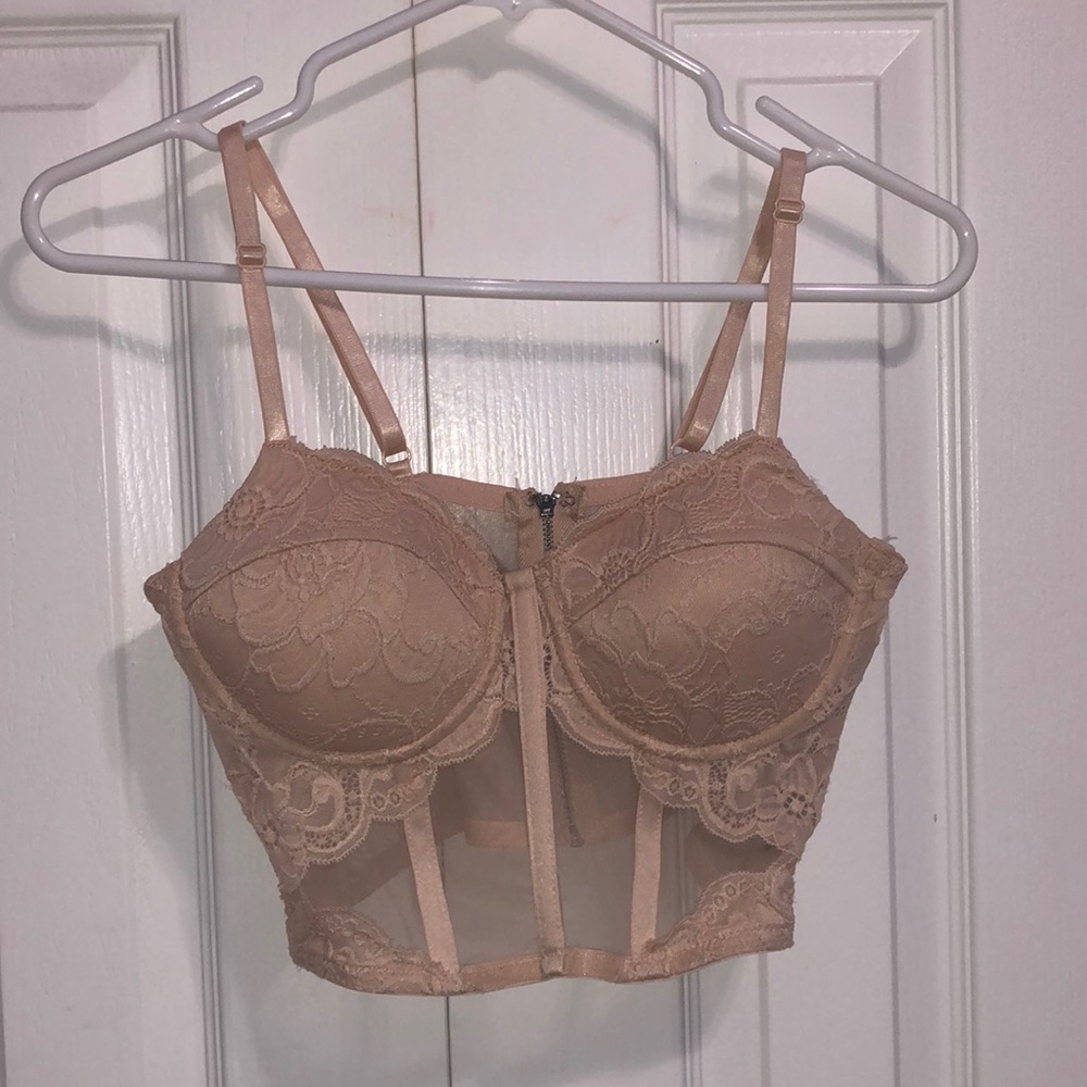 Say What? Pink lace bustier crop top